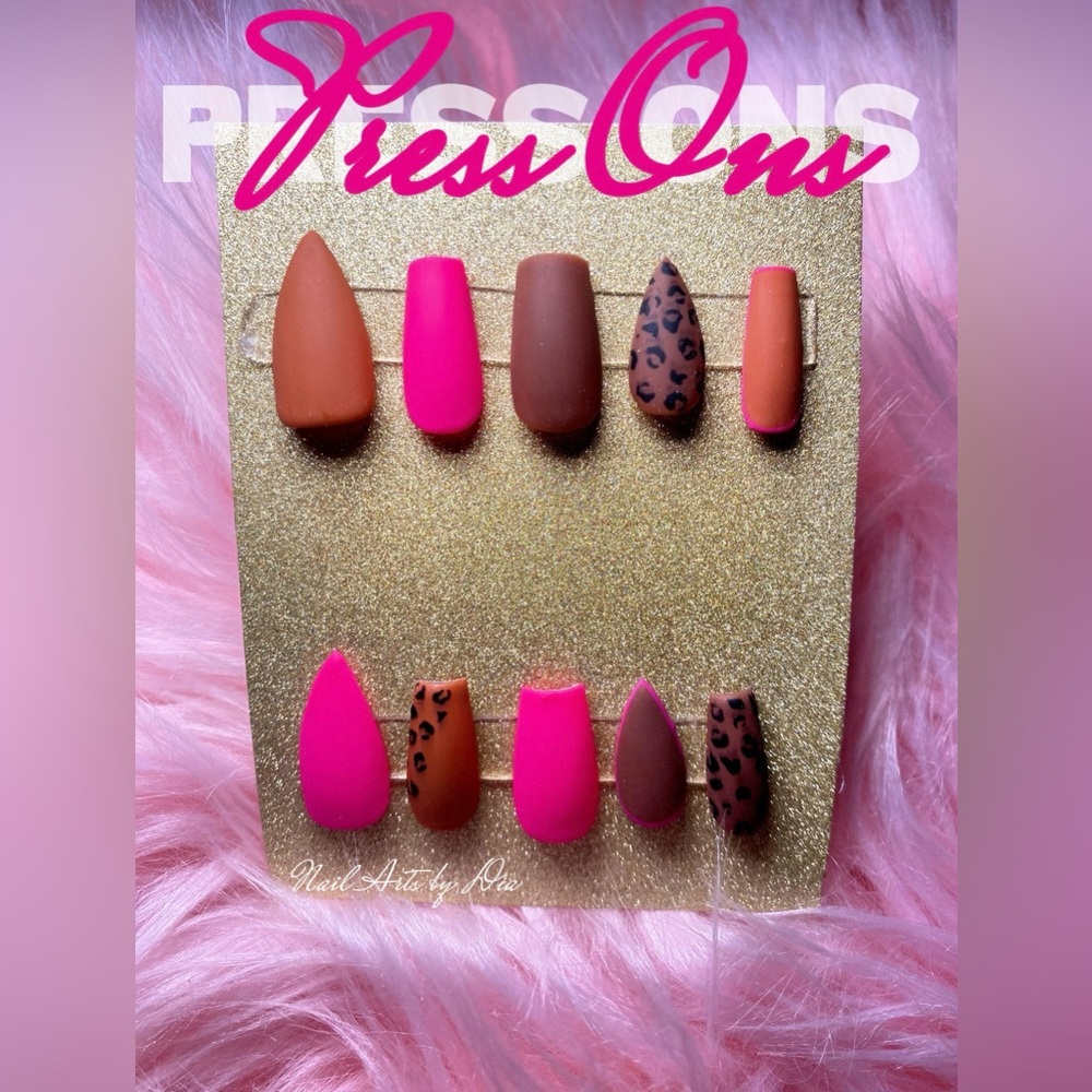 Pink and Brown Leopard Press-On Nails